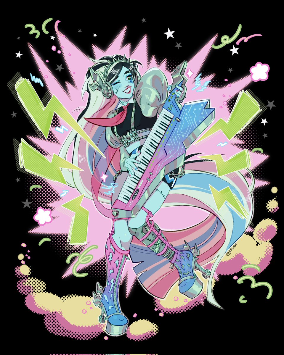 jellbows's tweet photo. 🌟🪩⚡️ AMPED UP FRANKIE!! ⚡️🪩🌟
my fave frankie so far.... the glamrock aesthetic plus trans colors is chefs kiss 🤌
#frankiestein #monsterhigh #monsterhighg3 #fanart https://t.co/fpID0B2gy7