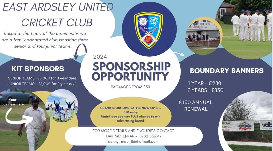 As we look to bounce back in 2024, we need some help…

We’re currently without shirt sponsors for both Senior and Junior sides. 

If your business can help us, we’d love to hear from you. Sponsorship options start from £50 and we appreciate all the support we get.

🤝🏏🤝