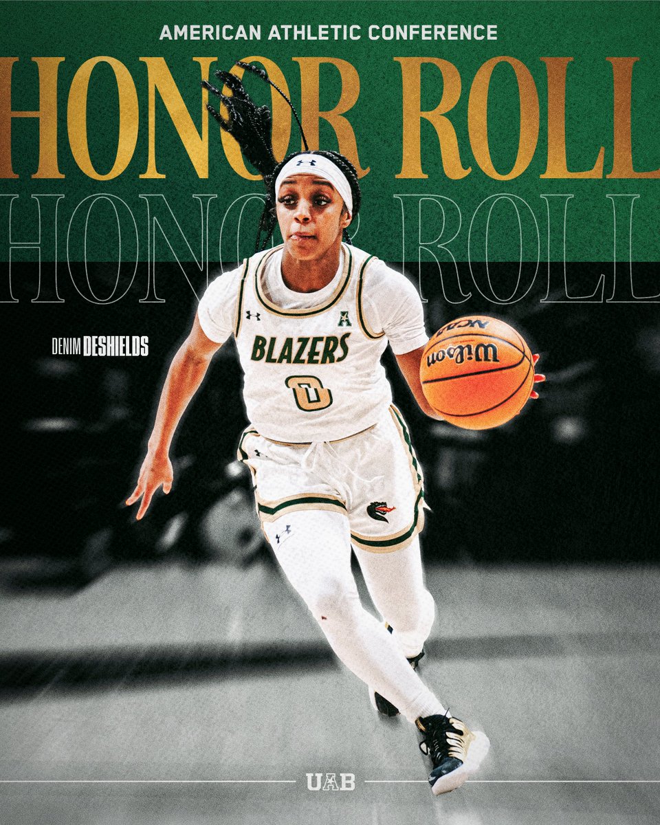 UAB_WBBALL's tweet photo. 📜 𝐀𝐀𝐂 𝐇𝐎𝐍𝐎𝐑 𝐑𝐎𝐋𝐋 📜

Denim DeShields was unstoppable in two wins last week, averaging 19.5 points and 8.0 assists 😳

at ECU - 8 points, 11 assists
vs. SMU - 31 points, 5 assists

#WinAsOne https://t.co/VzCrhg48hJ