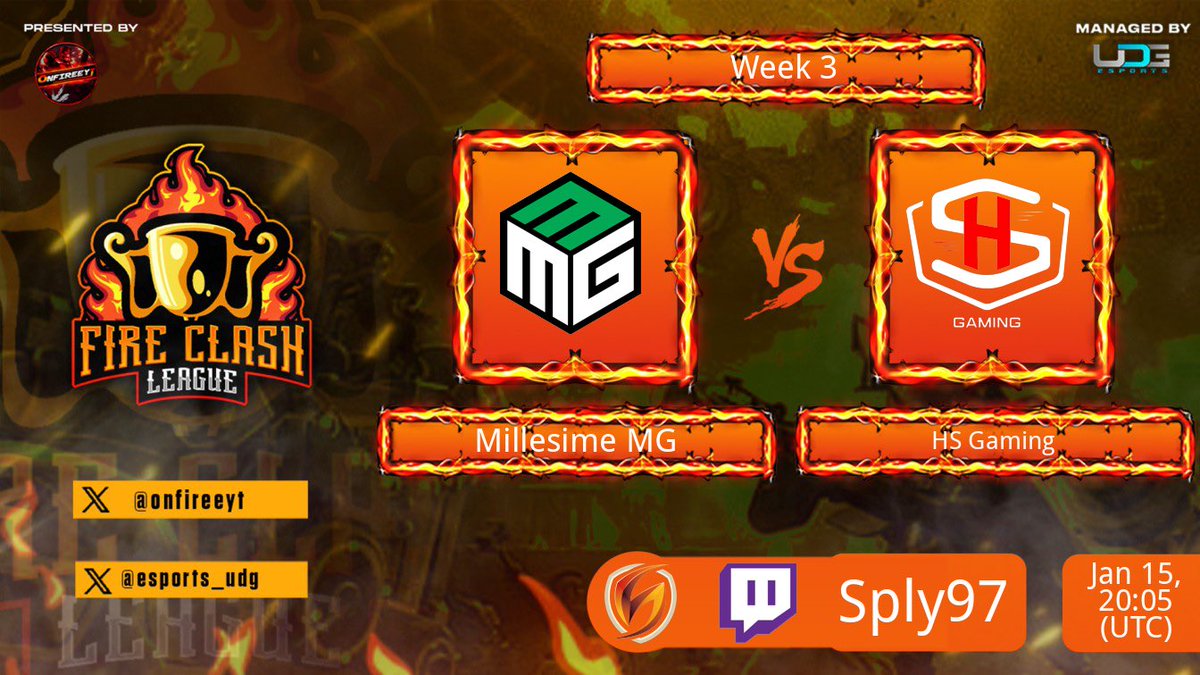 sply97's tweet photo. 🔴 ESTAMOS EN DIRECTO
😎 Vamos con la primera guerra de la semana!
🏆 FireClashLeague - W3
⚔️@MillesimeMG 🆚 #HsGaming
💪 ¿Quién se llevará la guerra?
¡Vamos!
https://t.co/HHta1FrH88 https://t.co/gtpIB0SJUl