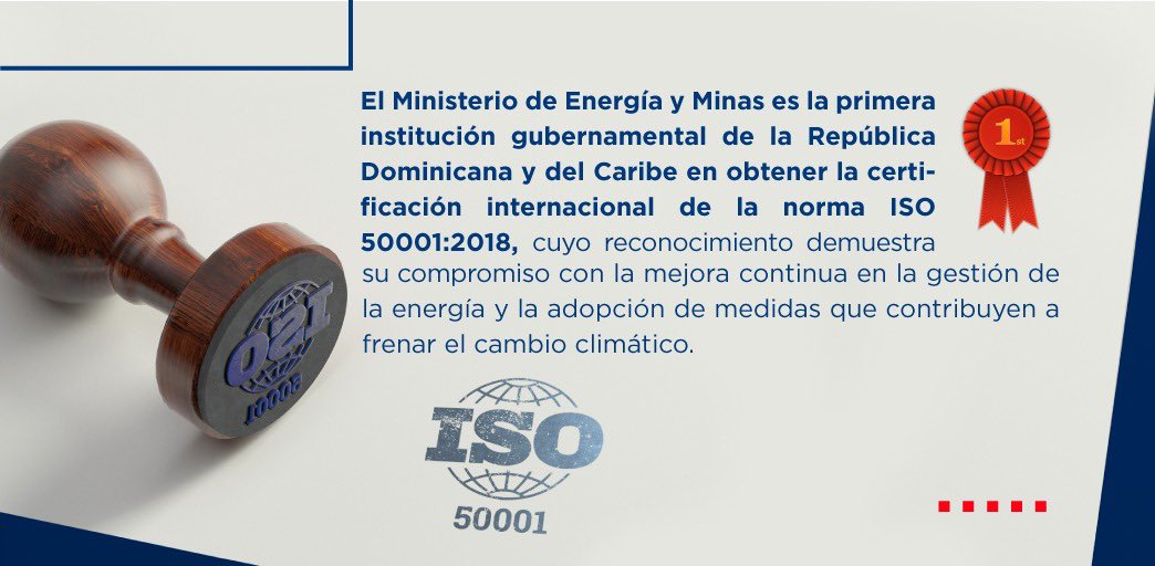 energiayminasrd's tweet photo. ☑️ La implementación de un sistema de gestión de la energía ISO 50001 implica establecer políticas y procedimientos, auditorías energéticas, también establecer objetivos y metas de rendimiento energético, a fin de garantizar la mejora continua.
#NormaISO 📋 https://t.co/4LPl8hG8lA