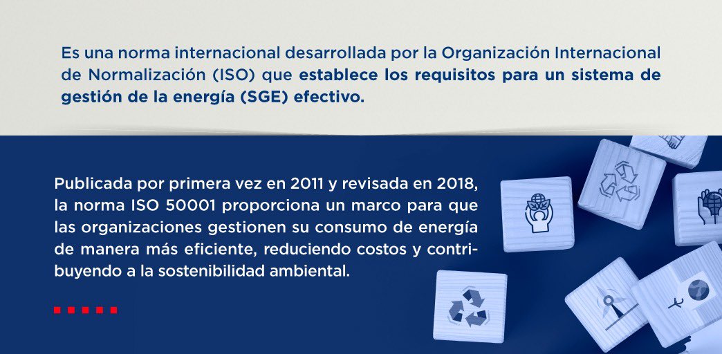 energiayminasrd's tweet photo. ☑️ La implementación de un sistema de gestión de la energía ISO 50001 implica establecer políticas y procedimientos, auditorías energéticas, también establecer objetivos y metas de rendimiento energético, a fin de garantizar la mejora continua.
#NormaISO 📋 https://t.co/4LPl8hG8lA