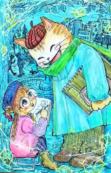 …   にゃに描いてるのかニャ～  #イラスト   おはようございます  今日も良き日に