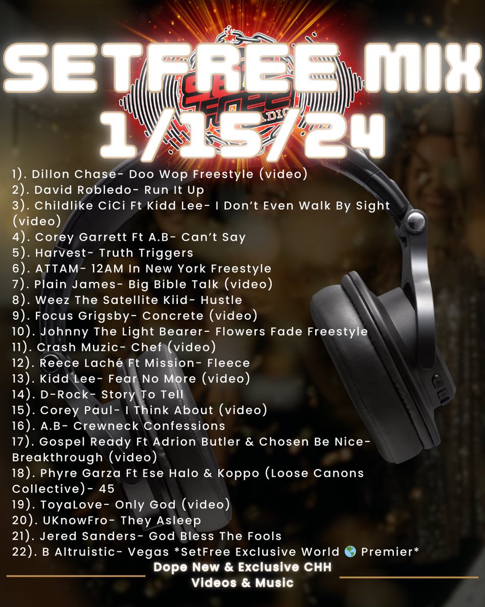 SetFreeRadio1's tweet photo. ๐ฃ๏ธ#SetFreeFam! We are going all the way in for the FIRST #SetFreeMix of the year! Come join us TONIGHT at 7pm CST on #FacebookLive for some of the ๐ฅ hottest & newest videos & music ๐ถ in #CHH! #Linkโฌ๏ธ
https://t.co/YunLmAwDrl
#rap #hiphop #newmusic #mix #gospel #live #christian https://t.co/2MDLQeFRGM