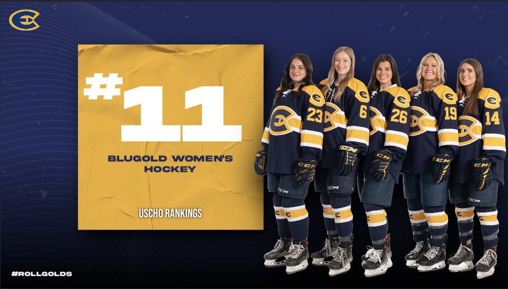 LET’S HEAR IT FOR THE GIRLS!!🎀 <a href="/UWECWhockey/">Blugold Women’s Hockey</a> moved up to the No. 11 spot in the <a href="/USCHO/">USCHO.com</a> rankings this week!