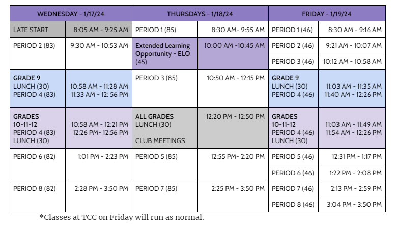 Thompson School District schools and district offices will be closed tomorrow (January 16th) due to the forecasted inclement cold weather.  However, due to anticipated warmer temperatures, tomorrow’s afternoon activities will be held as normally scheduled.