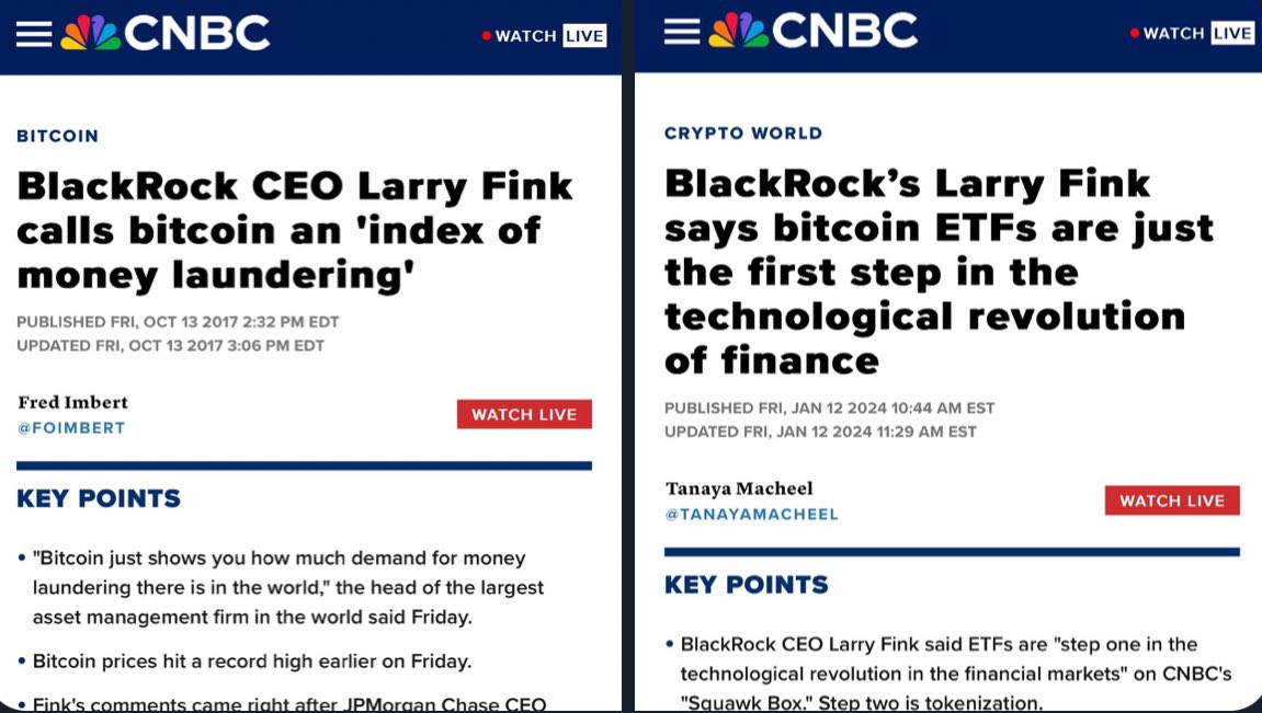 RobinSeyr's tweet photo. You don’t change #Bitcoin,
#Bitcoin changes you!

Larry Fink is just one of the examples: https://t.co/KaasxedEtM