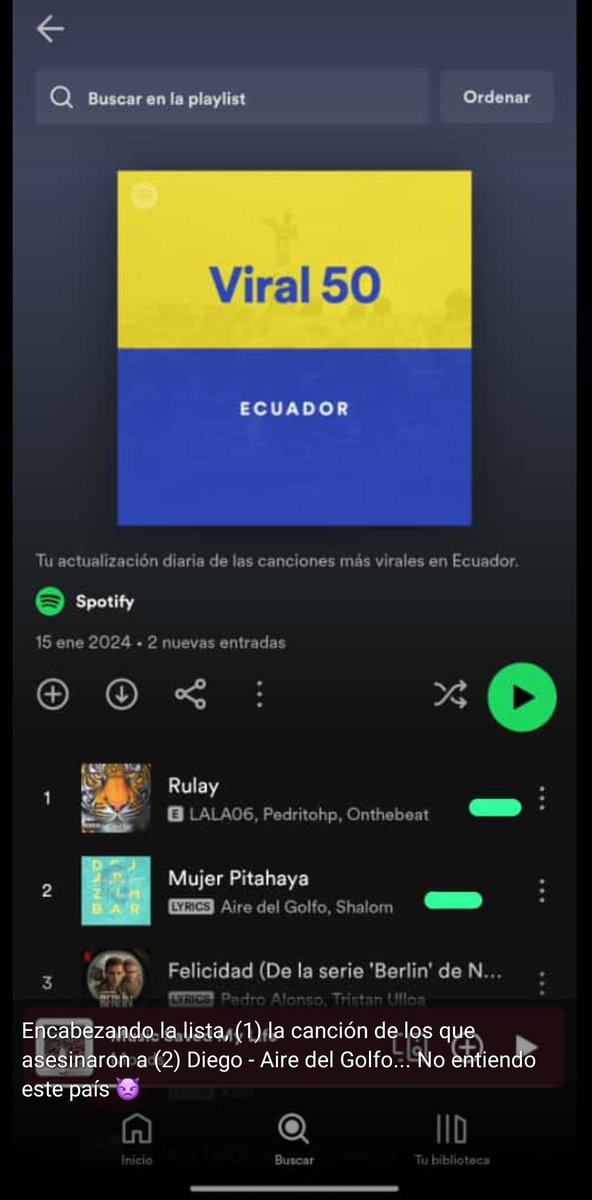 anthony_jaas's tweet photo. @SpotifyAyuda no es posible que Ecuador que ha sido un país muy azotado tenga en el top de los virales la canción de uno de los grupos terroristas que han hecho tanto daño al país, y en segundo lugar una canción escrita por una de las víctimas del terrorismo. Por favor eliminenla https://t.co/IWVEzNgKLF