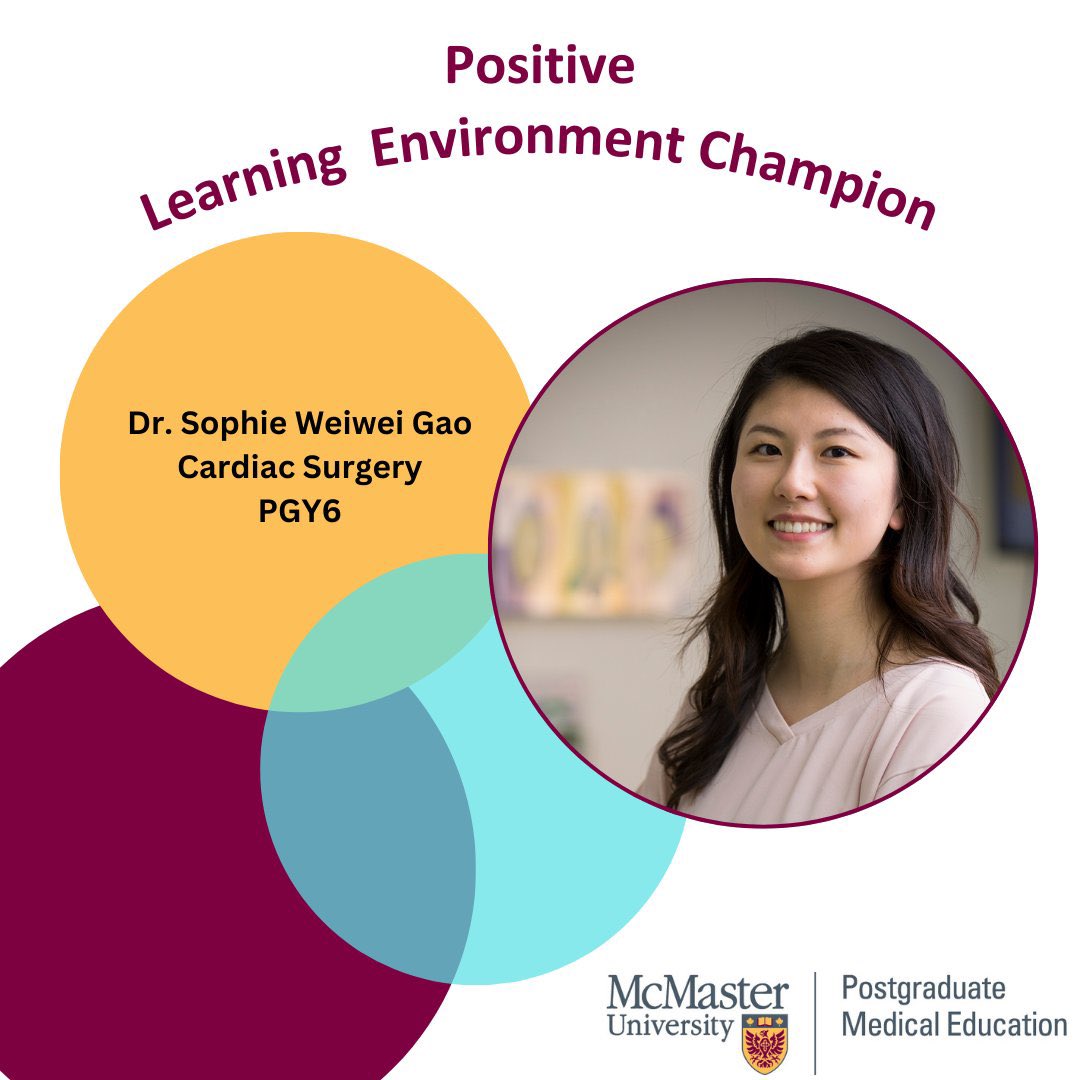 McMaster Cardiac Surgery (@maccvsx) on Twitter photo Congratulations, Dr. <a href="/SophieWeiweiGao/">Sophie Weiwei Gao</a>, for being named a McMaster Learning Environment Champion! Congratulations, Dr. <a href="/SophieWeiweiGao/">Sophie Weiwei Gao</a>, for being named a McMaster Learning Environment Champion!