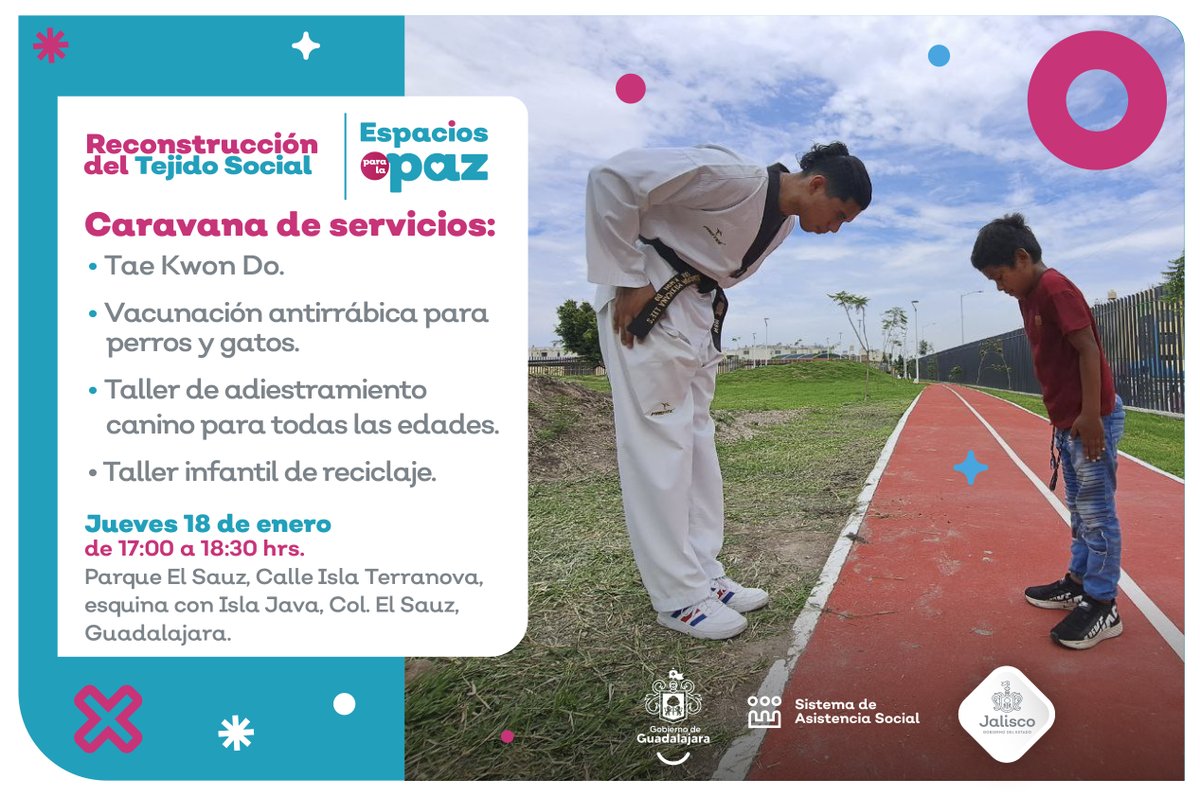 ASocialJal's tweet photo. El próximo jueves la caravana de servicios para la #ReconstrucciónDelTejidoSocial tendrá varias actividades para toda la familia. ¡Acompáñanos al Parque El Sauz en #Guadalajara! 😉 https://t.co/ekovJSZZsJ