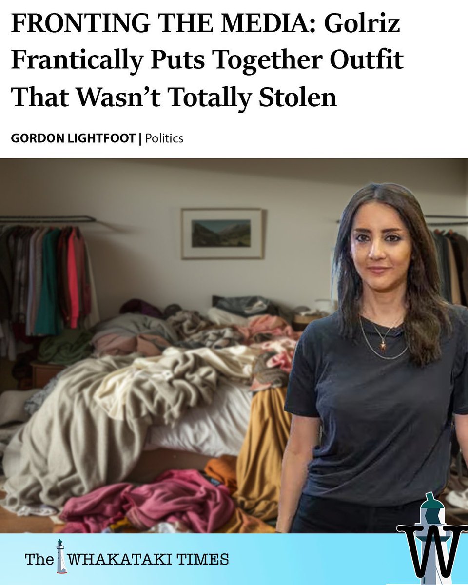 WhakatakiTimes's tweet photo. NOTHING TO WEAR

Accused shoplifter Golriz Ghahraman, a 42 year old NZ Greens MP , is back in the country and just about ready to front the media.

“Have you actually seen how much things cost at Scotties Boutique? They’re the real criminals.” She said.

https://t.co/KSxaRkn9nw… https://t.co/JsuAY99840
