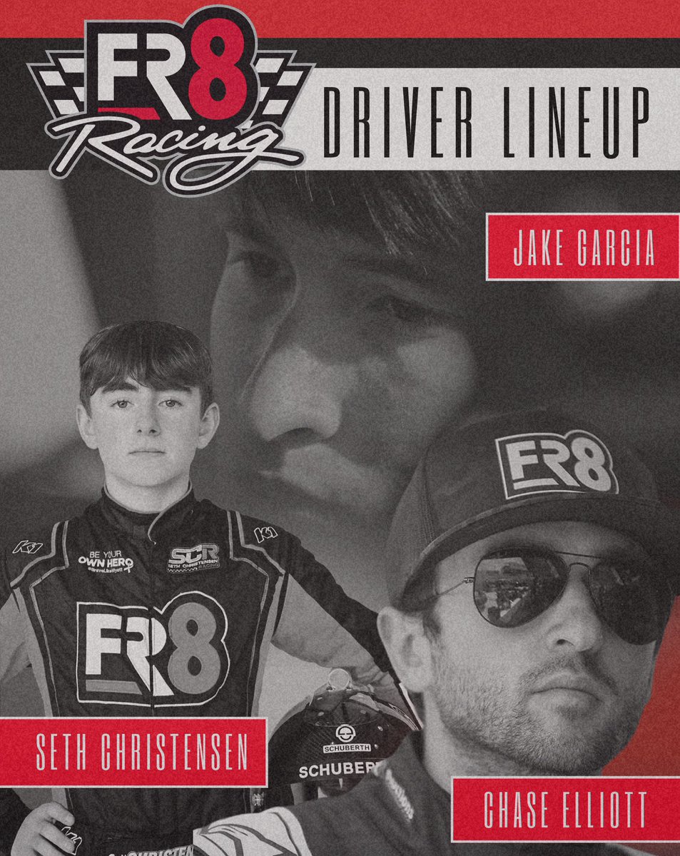 fr8_racing's tweet photo. We are excited to announce our FR8 Racing Driver Lineup for 2024!
9 - @chaseelliott
35 - @JakeGarcia35
45 - @seth_racing
Jake and Seth will be kicking off the season THIS weekend at @CordeleSpeedway! https://t.co/01FQmarTg2