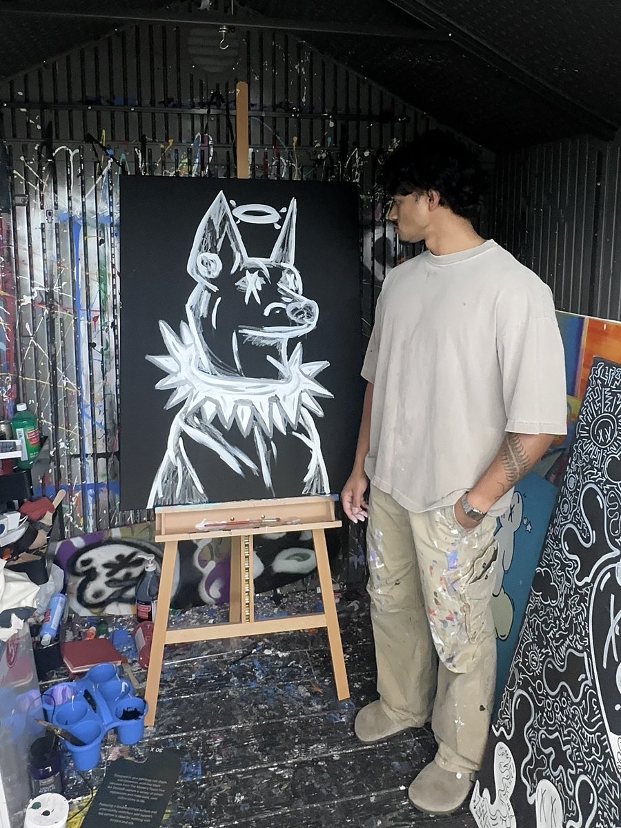 I woke up and wanted to paint a dog. So I painted a dog