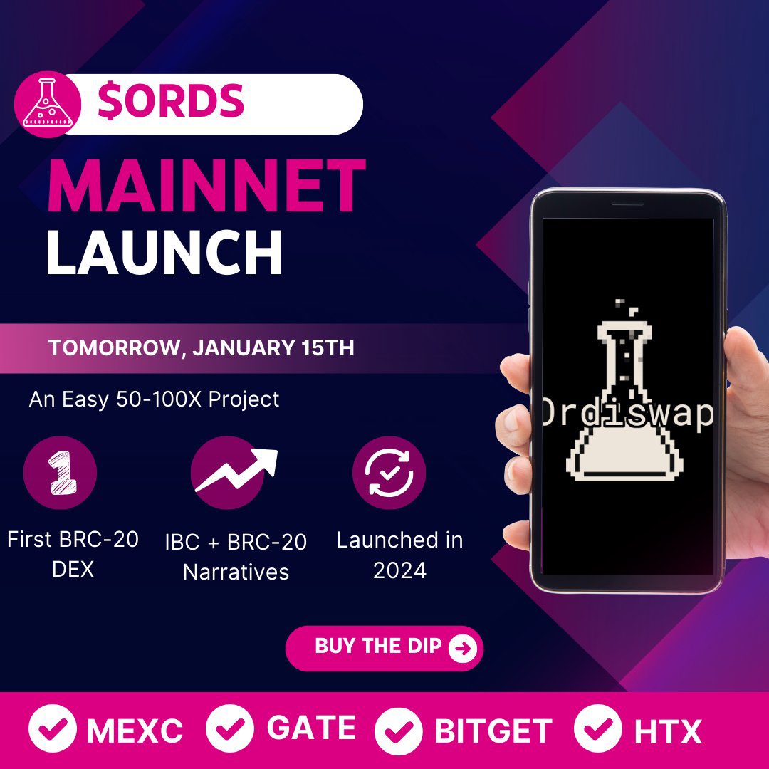 I’ve invested $15000 in $ORDS which is the first ever DEX of Bitcoins native chain #BRC20.

This is like Uniswap of Bitcoins Network!

- Sitting under 20m cap (we are early)
- Responsible team with constant updates

Potential easy 50x by end of 2024!