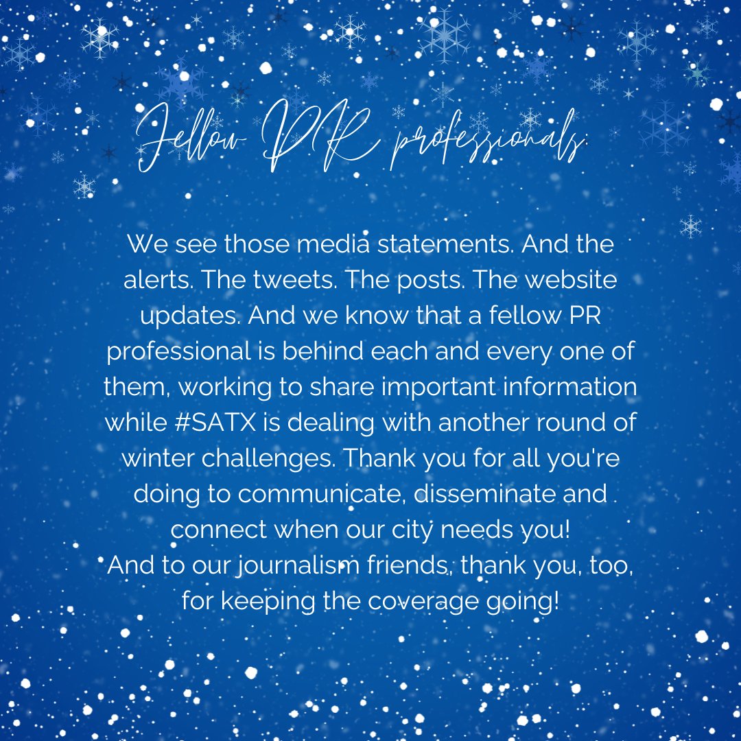 Society of Professional Journalists San Antonio Chapter, San Antonio Association of Hispanic Journalists, San Antonio Black Journalists #prsa #prsasanantonio #PublicRelations #sanantonio #winter #winterstorm #winterweather