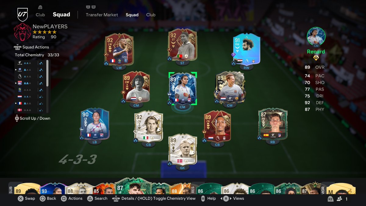 ShercoTV's tweet image. My Rank 1 Squad.. Renard is actually goated, haven't seen anyone use that card because of the pace. She's like a VVD in the midfield ;) You're welcome #EAFC24 #EAFC
