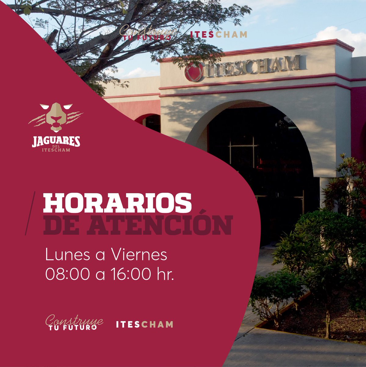 Les comparto el horario de atención para cualquier trámite que deseen realizar en el TECNM Campus Champotón.

También pueden comunicarse a través de la página de Facebook del #ITESCHAM ➡️ bit.ly/3qEZcEx.