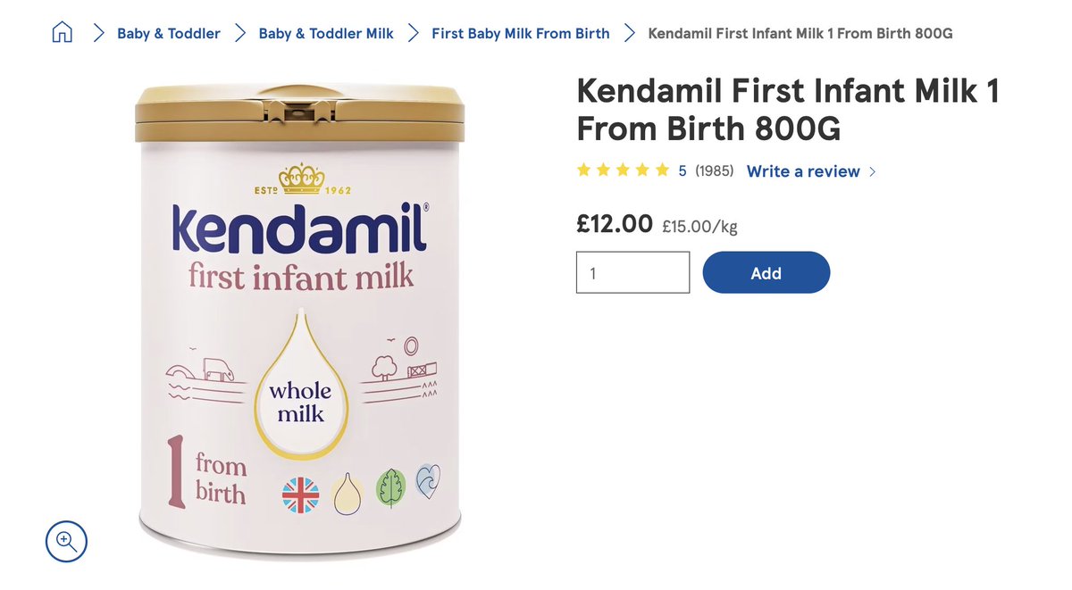 Dylan_McM's tweet photo. Even after the price decrease at Tesco, Aptamil is retailing at £1.50 more than Kendamil. https://t.co/g9KfiTfeDj