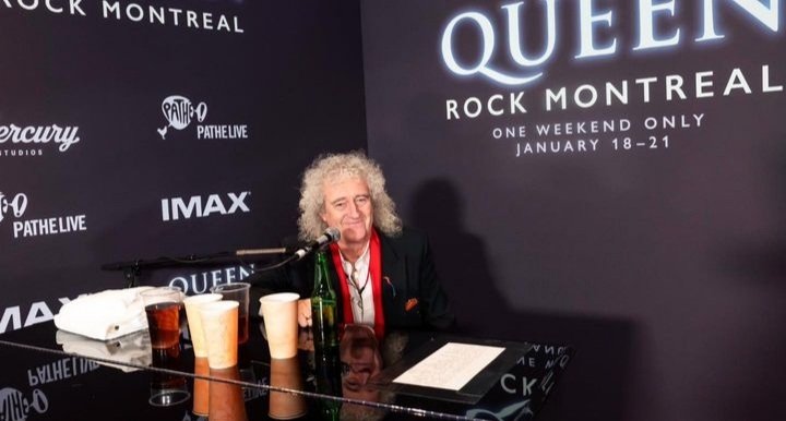 Queen4everBlog's tweet photo. #brianmay all'anteprima londinese stasera di #Queen #rockmontreal in versione IMAX https://t.co/cis4jcemcw