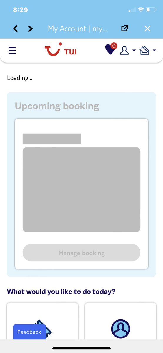 timewaster77's tweet photo. @TUIUK tried again to pay money off my holiday. My bookings won’t load on iPad, phone or laptop! Pic for reference. Cookies accepted, background cleared etc! So annoyed. Online is supposed to be easier! https://t.co/pmSvC9xseT