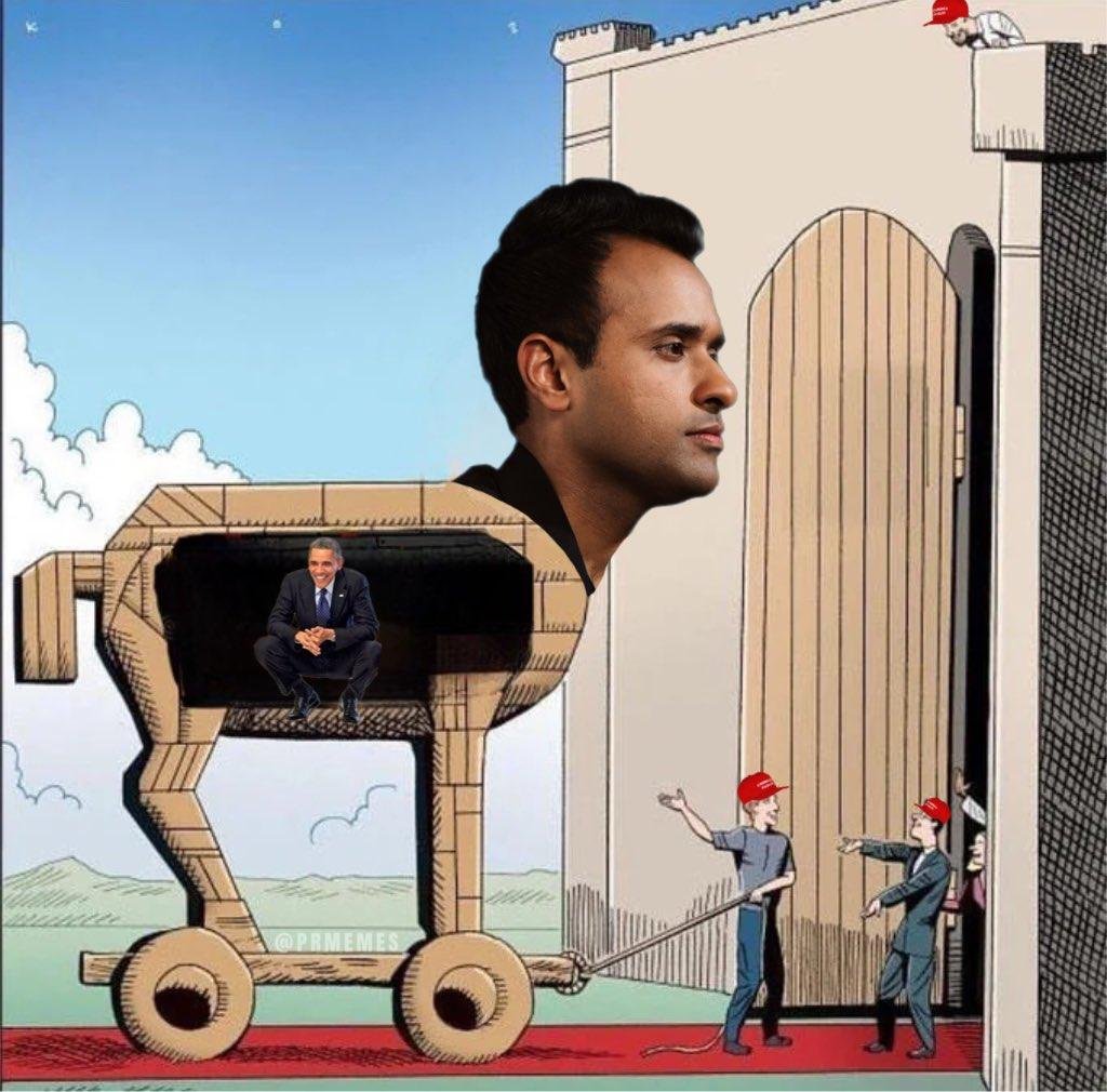 NightwatchN8's tweet image. PERFECT! Vivek the Trojan Horse! 😂

#Vivek2024 Obama 2.0 #IowaCaucus