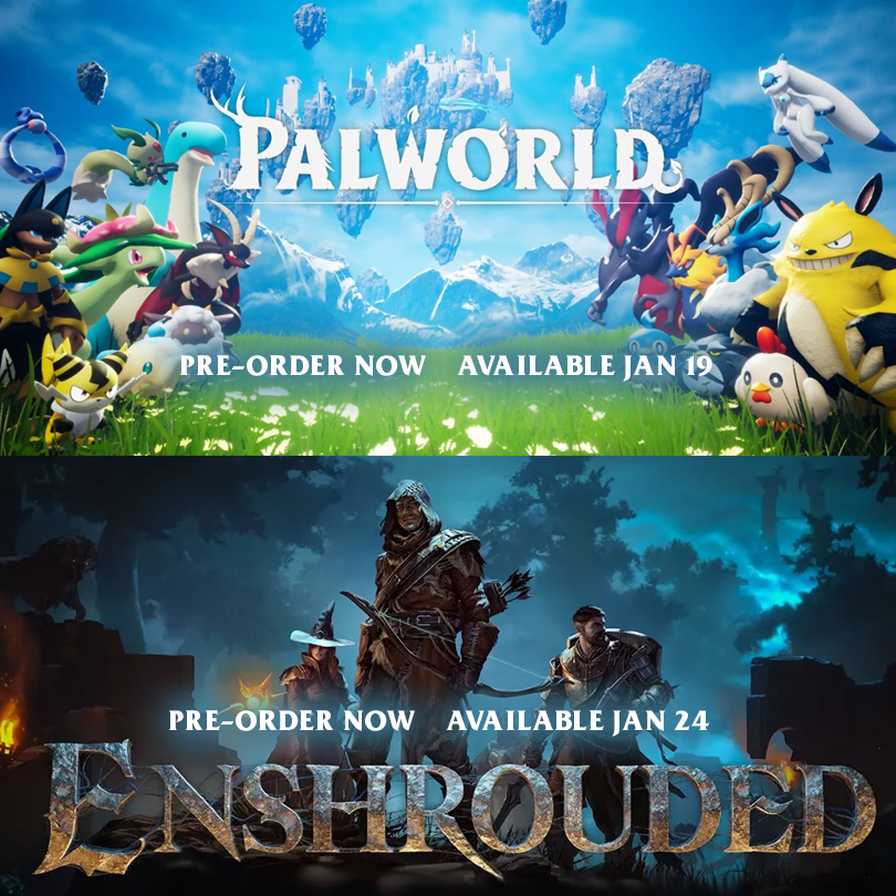 PALSHROUDED is here 👀

Pre-orders available now for 🐉<a href="/Palworld_EN/">Palworld</a> (available Jan 19) &amp; <a href="/KeenGamesStudio/">Keen Games ➡️ Enshrouded out NOW!</a> ⚔️Enshrouded (available Jan 24)

Enter to win a $20 Steam card! 🤑

STEP 1, Pre-order your Enshrouded or Palworld server 👇

survivalservers.com/?trckaff=3881&…

STEP 2, Enter to via the