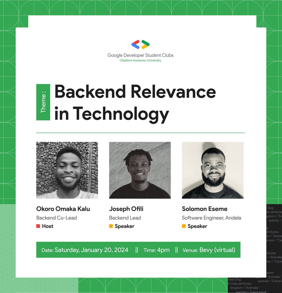 Backend Relevance in Technology

I'll be speaking at this event on Saturday!

@DSCOAU