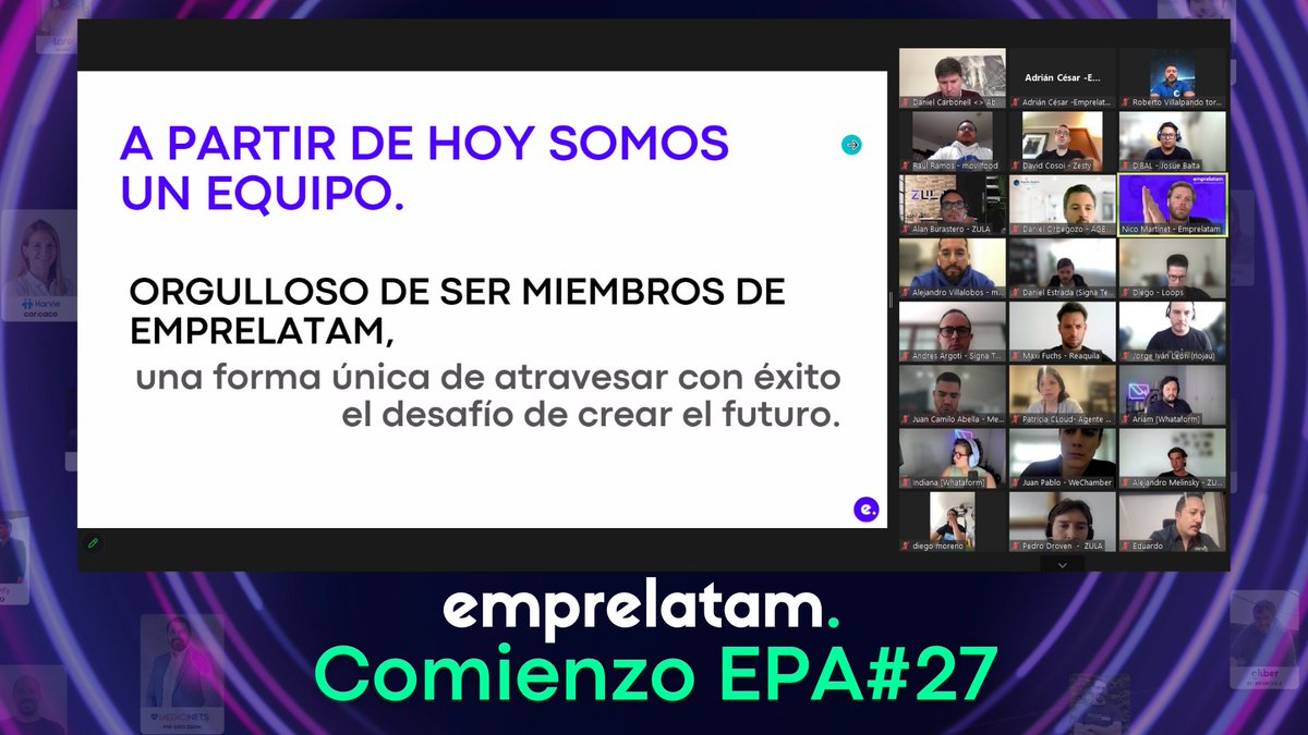 EmprelatamOK's tweet photo. En el día de hoy comenzó un nuevo batch de "Emprelatam Programa de Aceleración", el #EPA27.🚀

Muy felices por este nuevo comienzo y de que los Top founders del futuro de LATAM nos sigan eligiendo día a día.💙

¡A partir de hoy somos un equipo, a conquistar LATAM Emprelatamers!💪 https://t.co/tqc5aL4Z6z