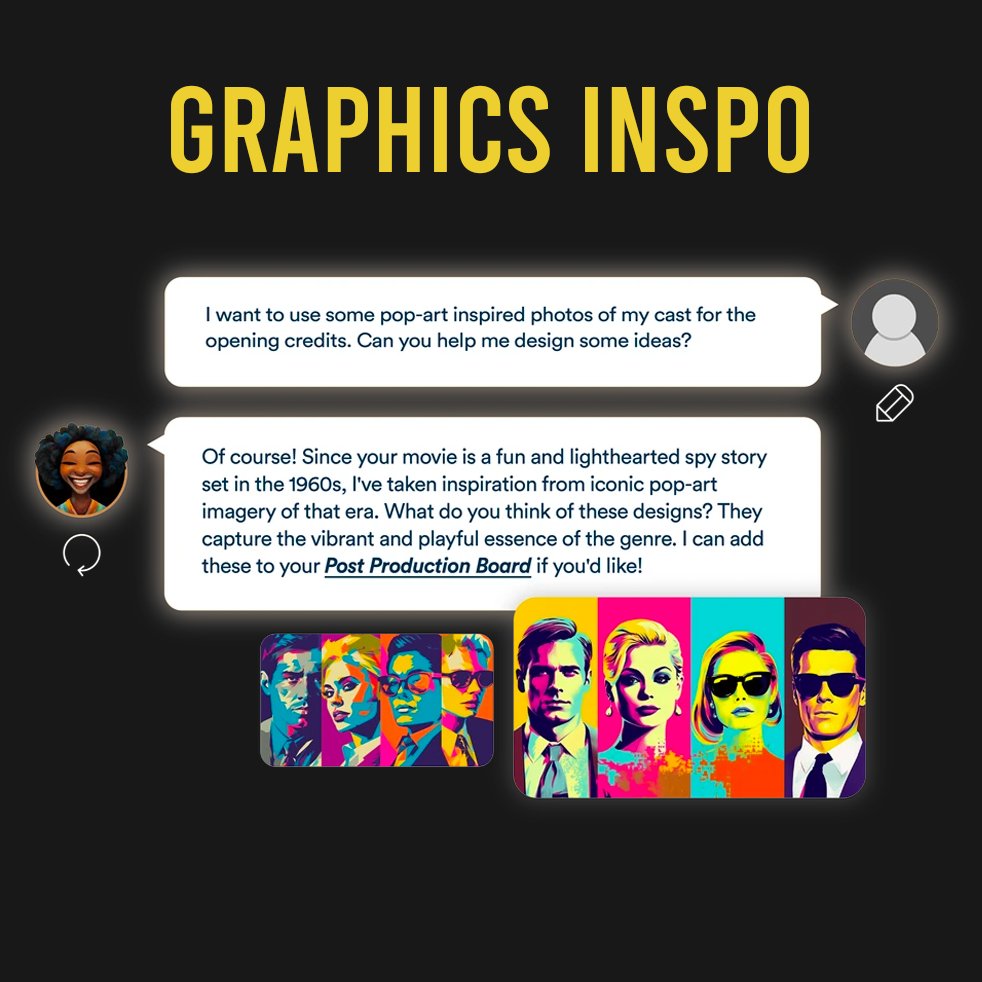 With Debbie, generate graphics and visuals for inspiration of title sequences, set pieces, special effects, and opening/closing credits.

#startup #screenwriting #film #TV #ai #entrepreneur #filmmaking #writing #scriptgen #AIInFilm
#ProducerTechTools
#ScriptwritingAI