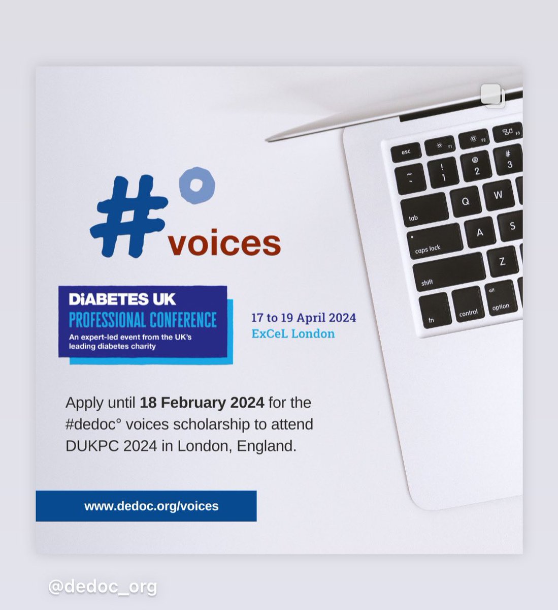 Fancy being a #dedoc° voice at this year’s @DiabetesUK Professional Conference? Applications are now open and you can apply here dedoc.org/application