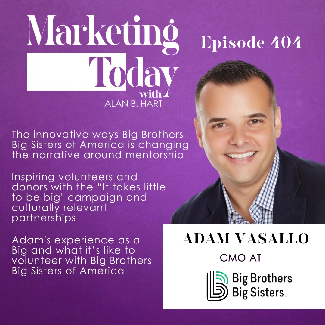 themktgtoday's tweet photo. 🚨 NEW EPISODE 🚨

This week, I spoke with @AdamVasallo, CMO of @BBBSA, about being a Big, what they are trying to accomplish through their new national campaign, and the innovative ways they are showing up in the culture.

Check out episode 404 here: https://t.co/I2oTQnPneX https://t.co/KyWYZnleGD