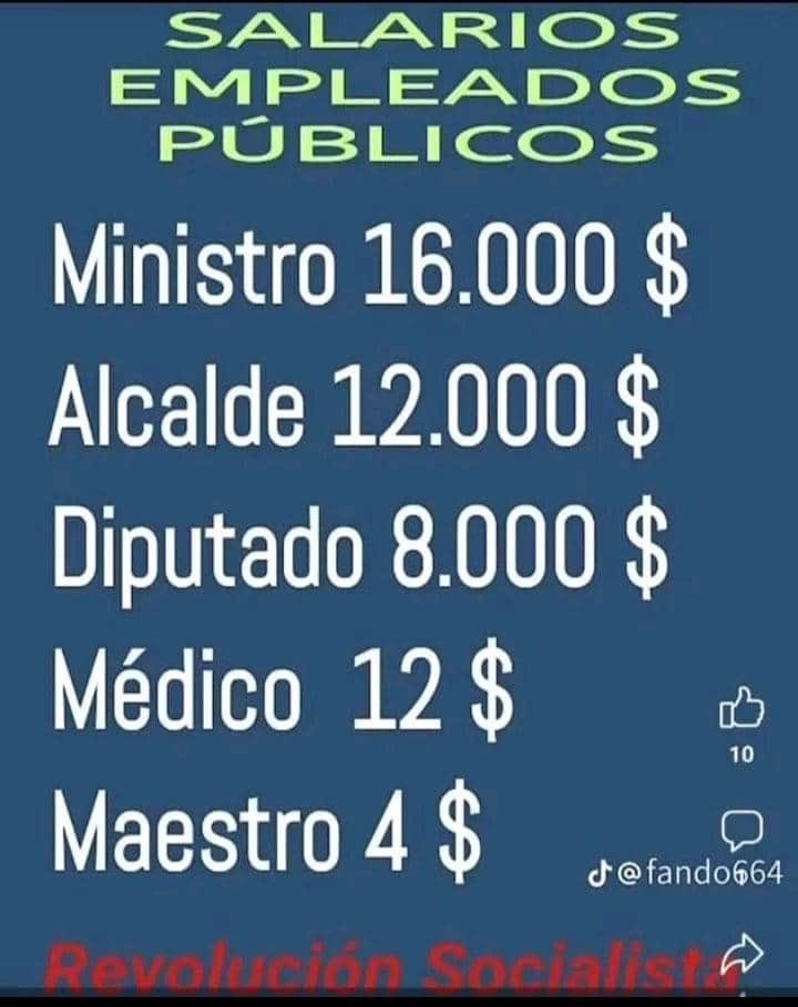 ELIGENIAGARCIA's tweet photo. @RCamachoVzla @NicolasMaduro Mientras tanto los otros sueldos... https://t.co/zLl1DtV9Ys