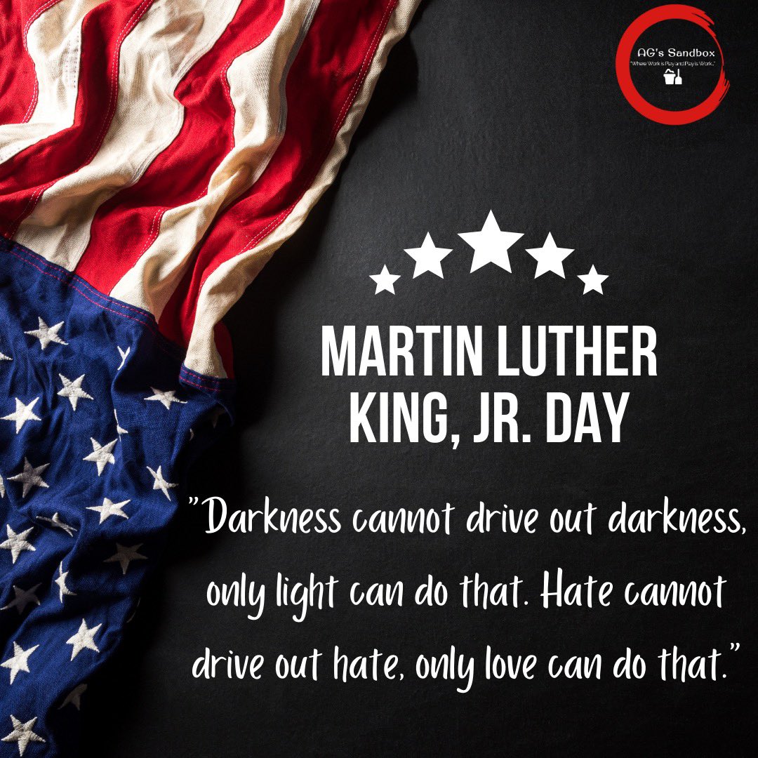 agssandbox's tweet photo. Remembering how Martin Luther King, Jr. fought every day to reflect God’s heart of love for all people. It is a honor to celebrate his legacy! 
“Darkness cannot drive out darkness, only light can do that. Hate cannot drive out hate, only love can do that.” - MLK #agssandbox  #mlk https://t.co/6EK0J4Pkl9