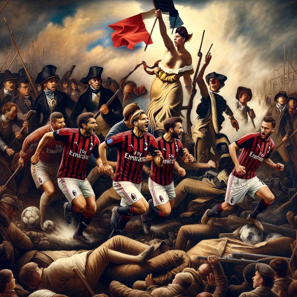 matteograndi's tweet image. Parte da oggi una nuova piccola rubrica su Milan e Arte, supportata dall’intelligenza artificiale. 
#MilanArtIntelligence

Iniziamo con SE IL MILAN FOSSE UN QUADRO DI DELACROIX, in omaggio ai tre gol Made in France di ieri sera.
