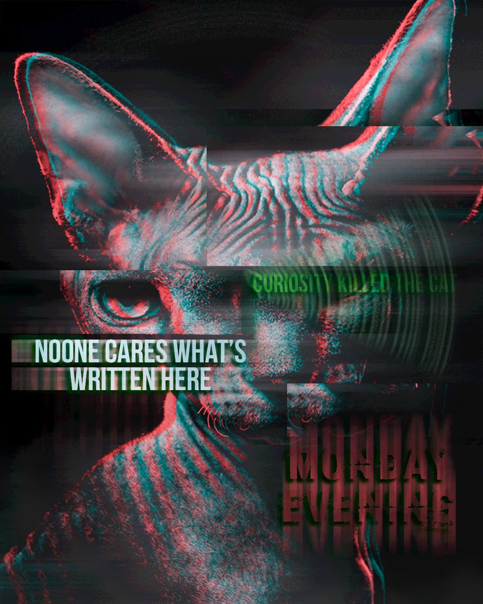 dianavokhid's tweet photo. Day 6/30
Glitch of curiosity 🐈⬛
#glitch #evening #ps #red #green #blue #GraphicDesign #challenge
#love #light #and #huge #hugs #prettykittens https://t.co/htflg4XAh9