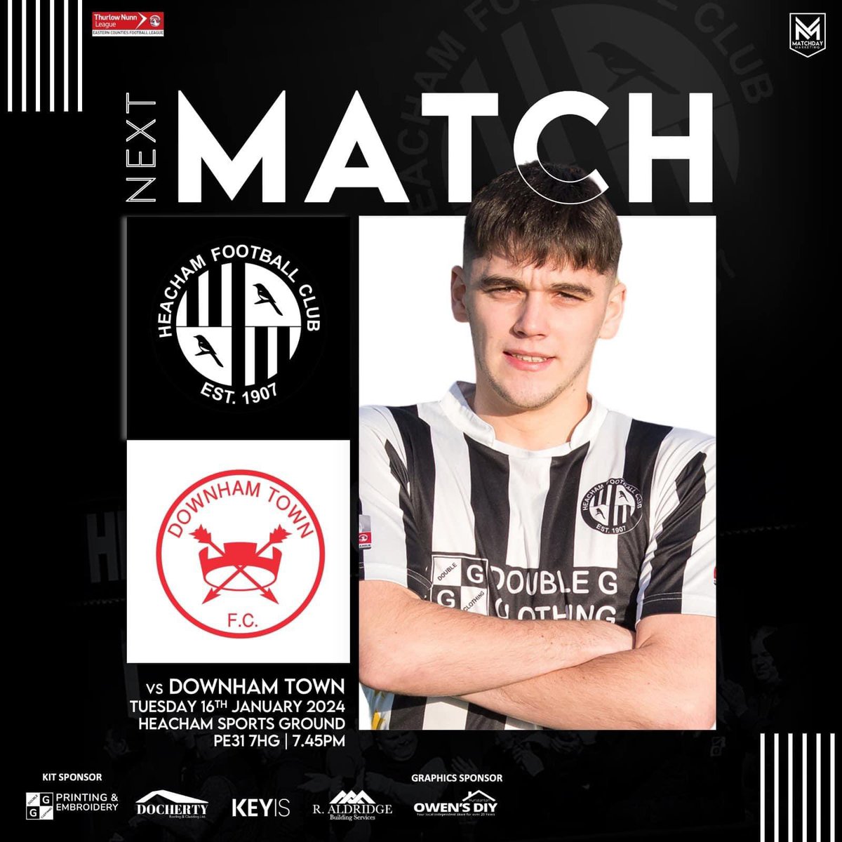 Our match tomorrow evening, Vs <a href="/Downham_TownFC/">Downham Town FC</a>  is sponsored by Heacham North Beach Fish Bar. We thank Adam for his consistant support for the club 🖤🤍745pm KO <a href="/YLPSport/">YLPSport</a> <a href="/GregTheLynnNews/">Greg Plummer</a>