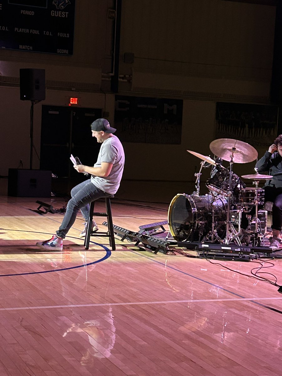 KDewitte71's tweet photo. Corey Greenwood is at Cedar Mountain today.   “You matter”. “Find your harness”. “ someone loves and that is a reason to stay here”#cmpride #cmcougars #coreygreenwood #yourstorymatters https://t.co/0CllYrtMjd