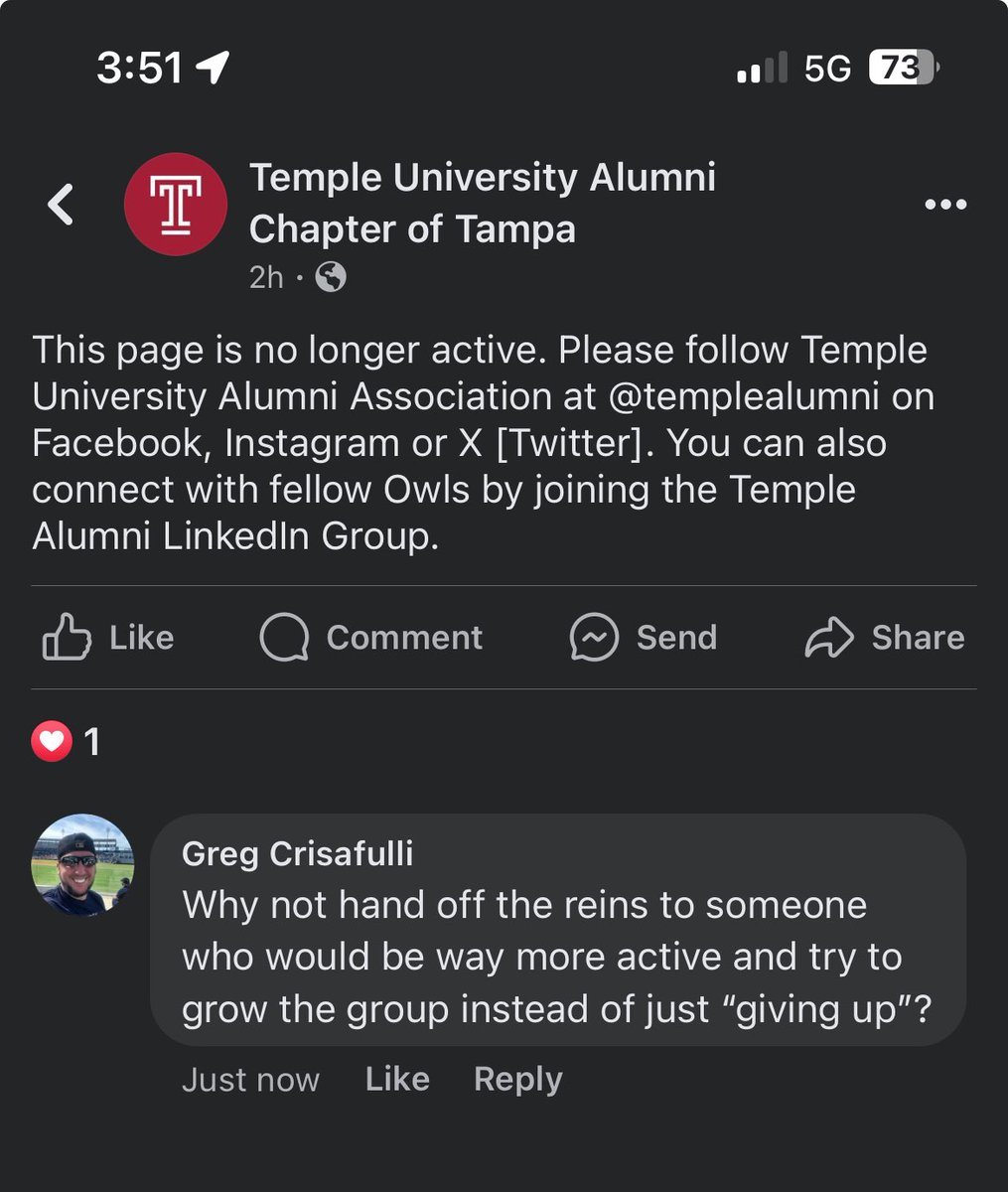 Hey @TempleAlumni hand off this account to someone who lives in the area and cares about Temple. Someone like me