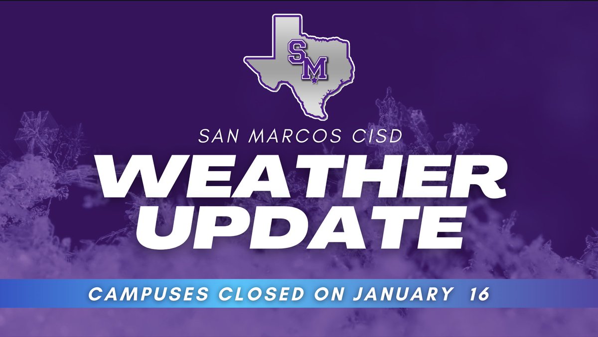 SMCISD Weather Update - District Closure on Jan. 16 with an update to the academic calendar. More information via smore.com/g40a9