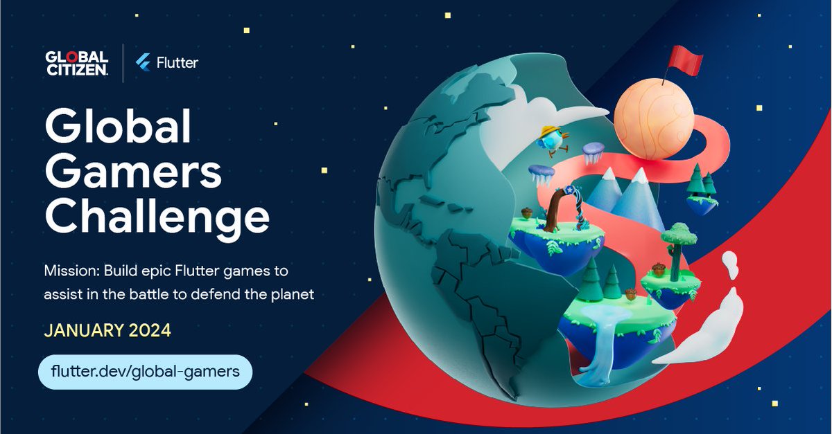 #Google and #GlobalCitizen are hosting the #GlobalGamers Challenge 🌏🔥 Build a game using Flutter & Dart with environmental sustainability content for a chance to win $103k+ in prizes + once in a lifetime experiences! 🔗 bit.ly/globalgamerst @FlutterDev @FlutterComm