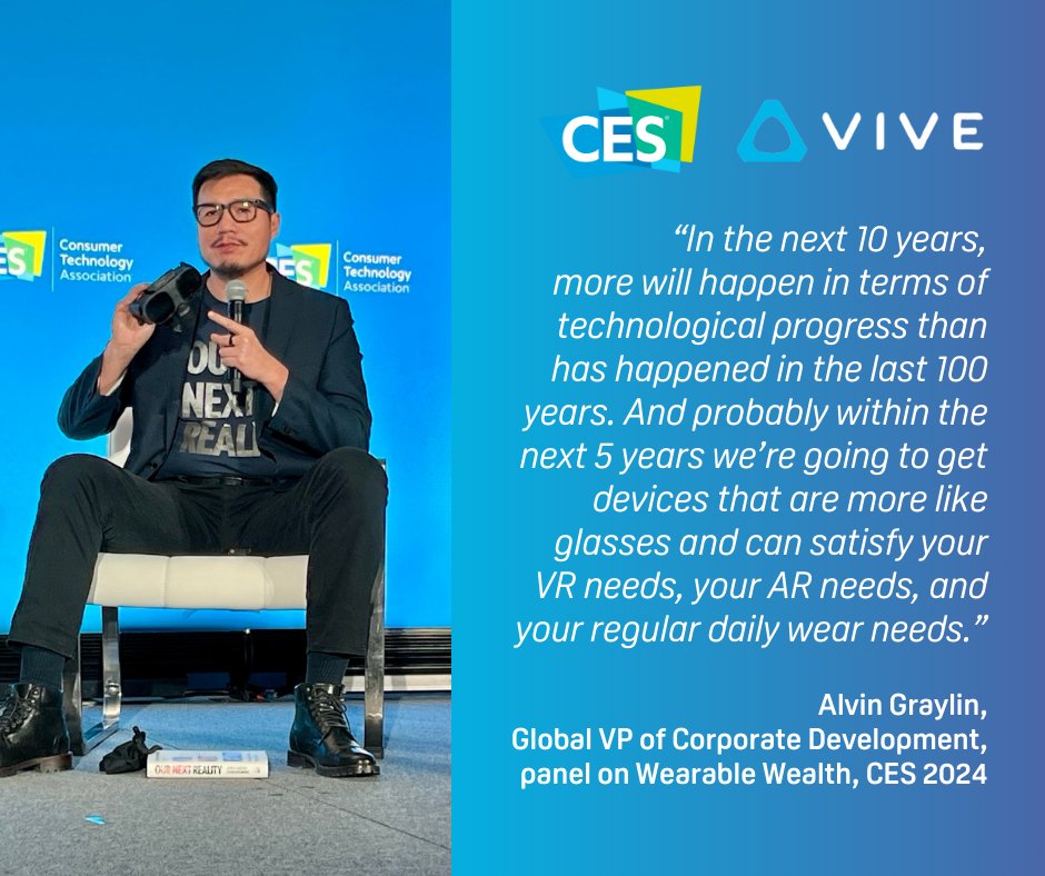 Our Global VP of Corporate Development, @AGraylin, brought insightful perspectives to the Wearable Wealth panel during CES 2024. #CES2024 #CES #CESPANEL #WEARABLEWEALTH #WEARABLES #VR #VIRTUALREALITY #AR #AUGMENTEDREALITY #HTCVIVE