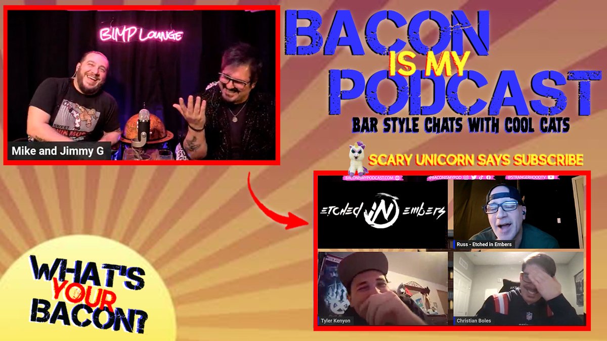 The latest episode of #baconismypod is out with @etchedinembers! @atticecho
Check out #baconismypodcast on StrangerhoodTV.com and all #podcast streaming platforms! Don't forget to #like, #subscribe and give those #5starreviews!
#whatsyourbacon #TheDen
