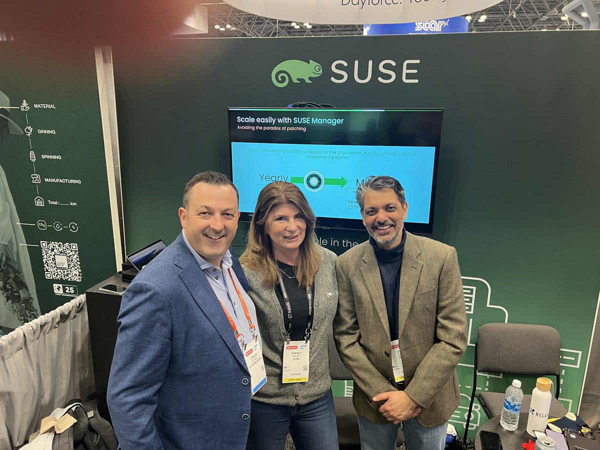 Always good to chat with <a href="/smiller_ATX/">Stacey Miller</a> and meet the new GM for Americas Anuj Kumar.

What <a href="/SUSE/">SUSE</a> is doing in retail at the edge is worth a look.

#nrf #NRF2024