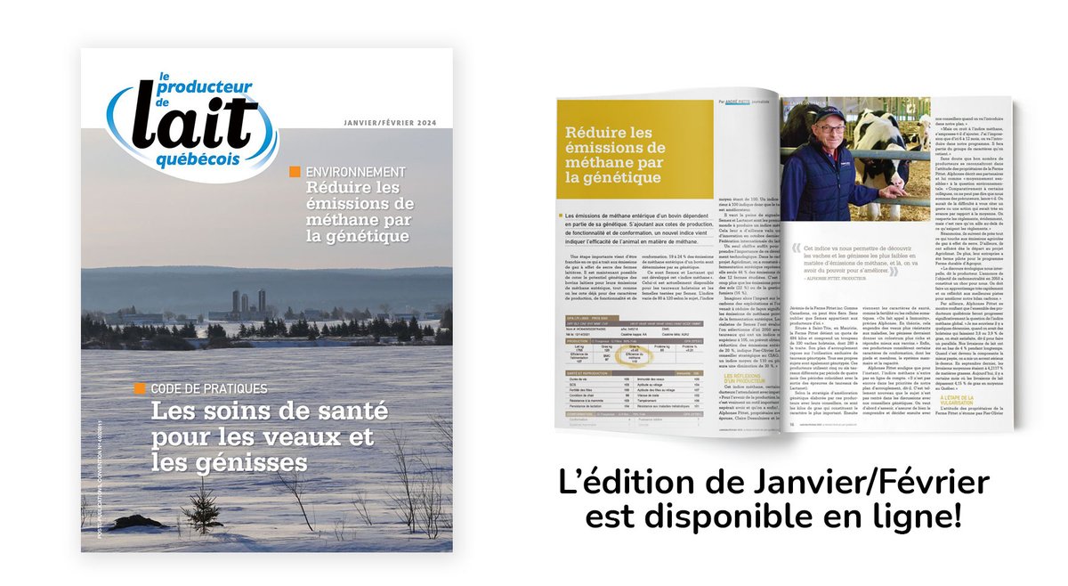 Ce mois-ci dans la Revue. Retour sur les Journées de réflexion, le Code de pratiques, l’indice méthane, et l’analyse Lactanet sur les coûts de construction d’une nouvelle étable.

Lire la Revue 👉 bit.ly/41Z9Oio