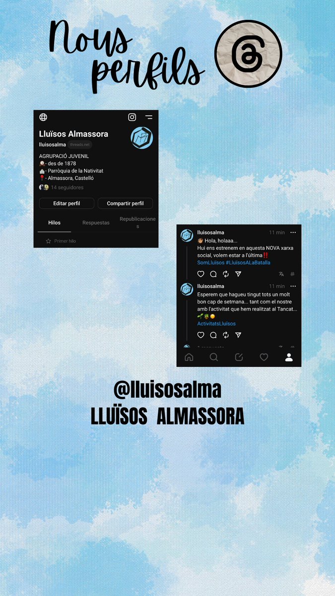 I hui també... ens estrenem en Threads‼️
Segueix-nos threads.net/@lluisosalma