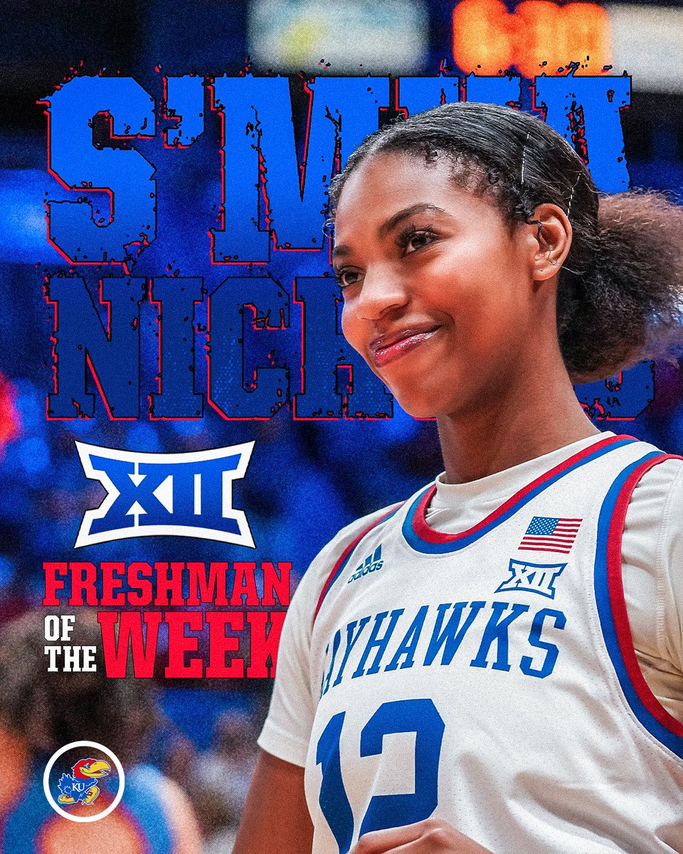 Different 🤧

For the second time this season, <a href="/SmyaKNichols/">Smya K Nichols</a> has been named the Big 12 Freshman of the Week 💯

More → bit.ly/SMya-Big12-FOW

#RockChalk | <a href="/SmyaKNichols/">Smya K Nichols</a>