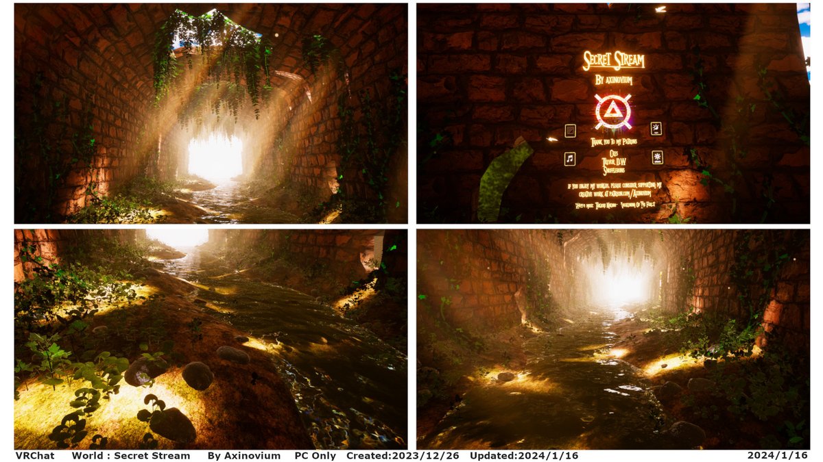 ankianokoubou's tweet image. #VRChat #VRChatワールド紹介 #VRChat_World紹介

陽光差し込む廃墟の通路と水が流れているワールド
幻想的な光の空間です。

World: Secret Stream
By Axinovium

PC Only
vrchat.com/home/world/wrl…