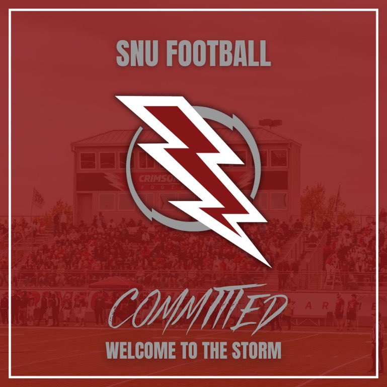Beyond blessed to announce I’ll be committing to <a href="/SNUFootball/">SNU Football</a> to pursue my academic and athletic future. Thank you to everyone who has supported me and @jlovejr28 for this opportunity. @phillevans1991 <a href="/CoachWoodard13/">Coach Woodard</a> <a href="/ford_alonzo/">Coach Zo</a> <a href="/CoachJBrittain/">Jason Brittain</a>