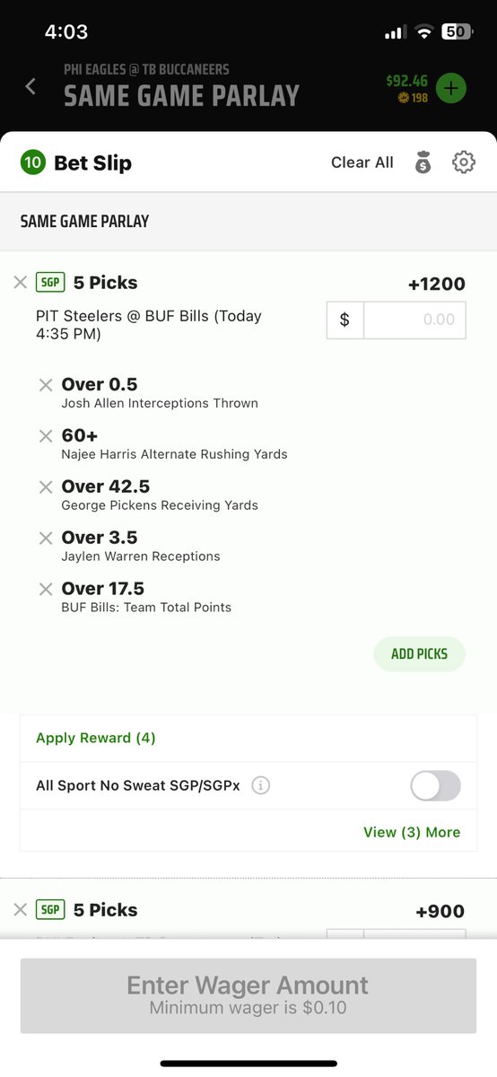 DataNerdBets's tweet image. +1200 steelers / bills parlay 🏈

josh allen has 1+ int 12/L13

najee been getting much more action lately. 110+ yds in his L2 (priming him for extra postseason action?)

pickens went 130+ 2/L3 games w rudolph as QB 

warren 3.5+ 5/L5 

bills 18+ 14/L16

#playoffs #NFL #dk #fd