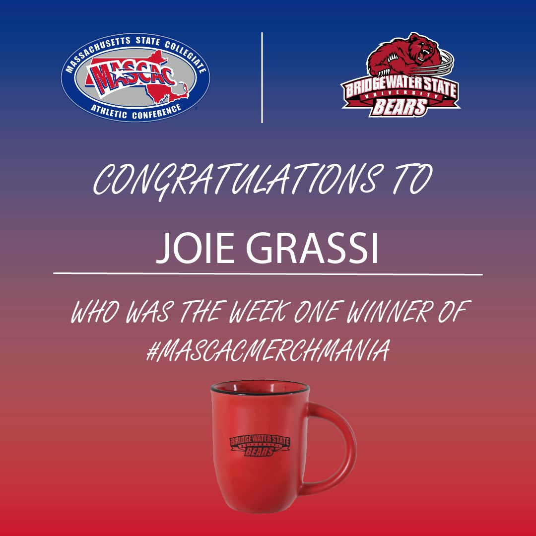 mascacsports's tweet photo. Congratulations to Joie Grassi on winning the winter week one prize of a mug from @bsubears as part of #MASCACMerchMania! https://t.co/lPEce6uZIu